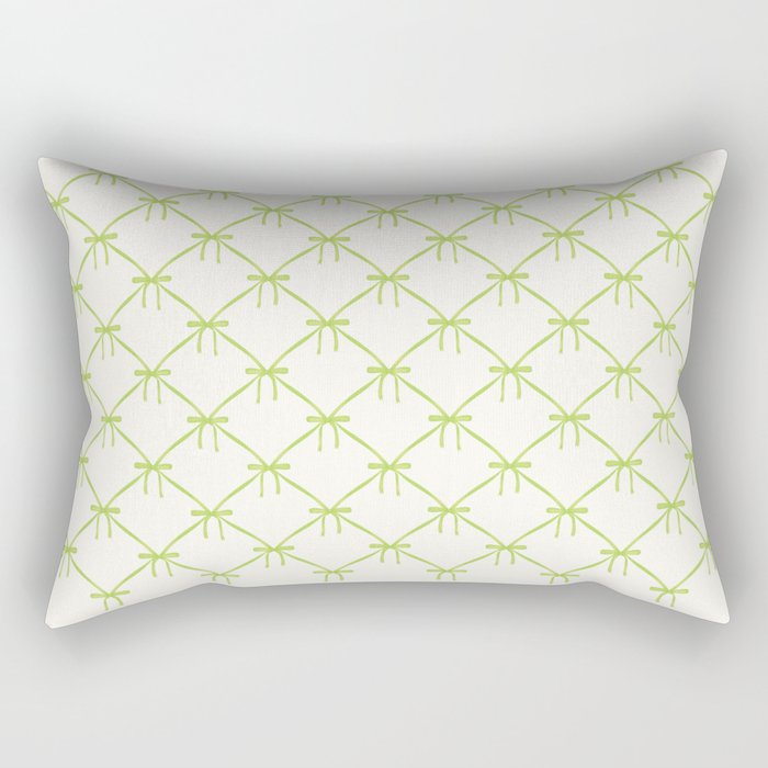 Bows & Ribbons Pattern V Green Rectangular Pillow Gallery Image 1