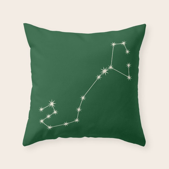 Scorpio Zodiac Star Constellation Line Art Green Throw Pillow Gallery Image 6