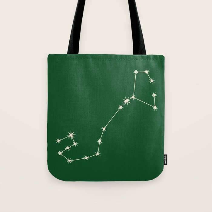 Scorpio Zodiac Star Constellation Line Art Green Tote Bag Gallery Image 1