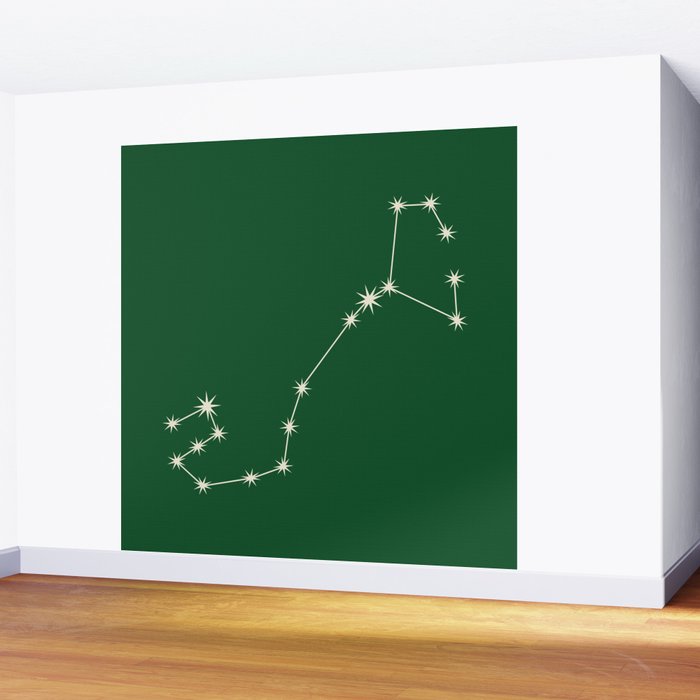 Scorpio Zodiac Star Constellation Line Art Green Wall Mural Gallery Image 2