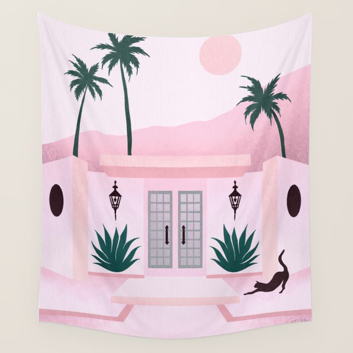 Palm Springs Home â Blush & Teal Wall Tapestry Gallery Image 1