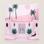 Palm Springs Home â Blush & Teal Wall Tapestry Gallery Image 4