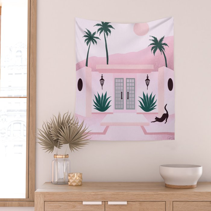 Palm Springs Home â Blush & Teal Wall Tapestry Gallery Image 2