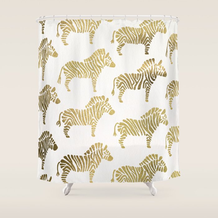 Golden Zebras Shower Curtain Gallery Image 1