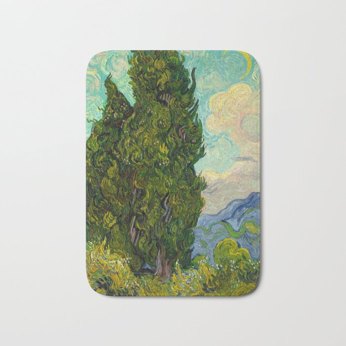 Cypresses Oil Painting Landscape Vincent van Gogh Bath Mat Gallery Image 1