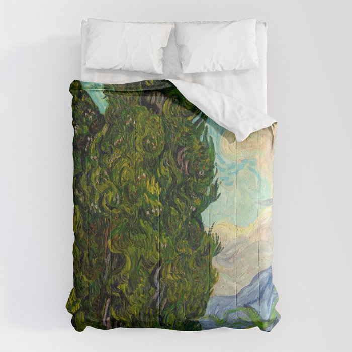 Cypresses Oil Painting Landscape Vincent van Gogh Comforter Gallery Image 6