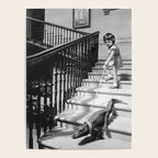 Girl Walking Baby Alligator, Black and White, Vintage Art Poster Gallery Image 4