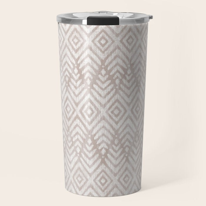 Feather Ikat - Taupe Travel Mug Gallery Image 1