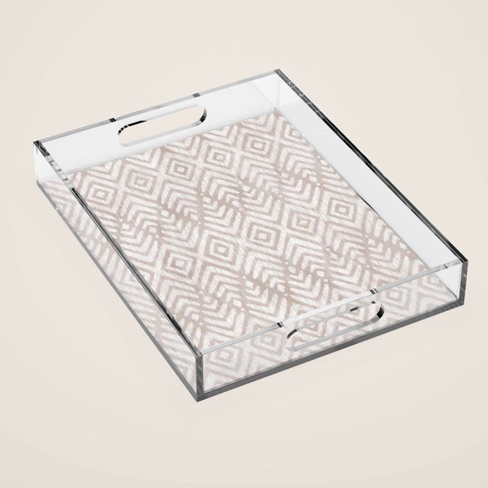 Feather Ikat - Taupe Acrylic Tray Gallery Image 1