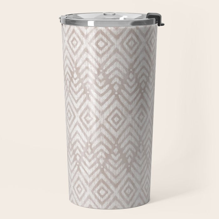Feather Ikat - Taupe Travel Mug Gallery Image 2