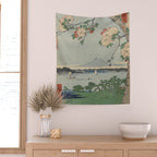 Cherry Blossoms on Spring River Ukiyo-e Japanese Art Wall Tapestry Gallery Image 2