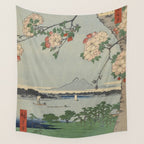 Cherry Blossoms on Spring River Ukiyo-e Japanese Art Wall Tapestry Gallery Image 4