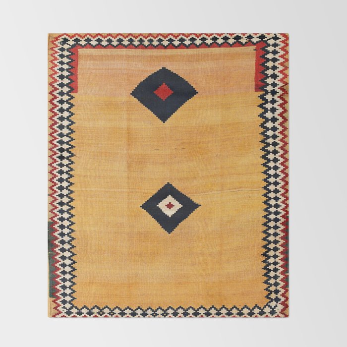Qashqaâi Fars Southwest Persian Kilim Print Throw Blanket Gallery Image 2