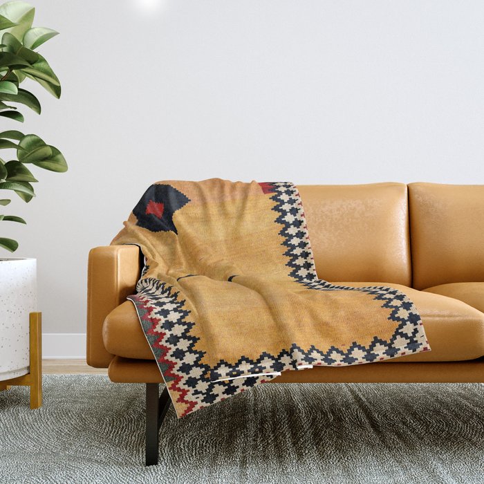 Qashqaâi Fars Southwest Persian Kilim Print Throw Blanket Gallery Image 1