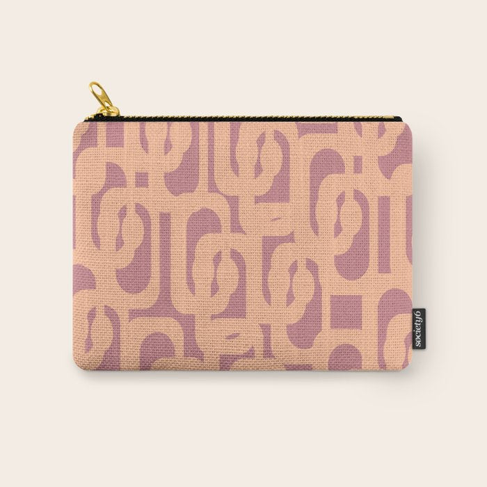 Mid Century Modern Loop Pattern Peach and Plum Mauve Carry All Pouch Gallery Image 1