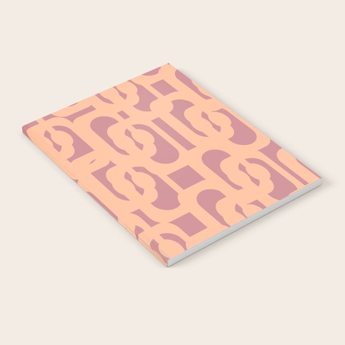 Mid Century Modern Loop Pattern Peach and Plum Mauve Notebook Gallery Image 2
