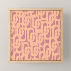 Mid Century Modern Loop Pattern Peach and Plum Mauve Mini Art Print Gallery Image 1