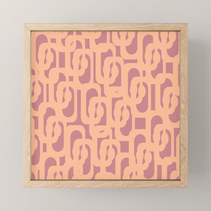 Mid Century Modern Loop Pattern Peach and Plum Mauve Mini Art Print Gallery Image 1