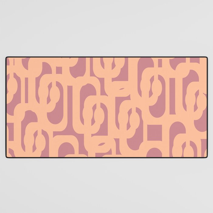 Mid Century Modern Loop Pattern Peach and Plum Mauve Desk Mat Gallery Image 3