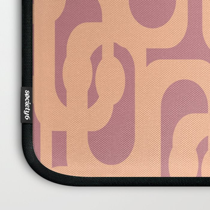 Mid Century Modern Loop Pattern Peach and Plum Mauve Laptop Sleeve Gallery Image 3