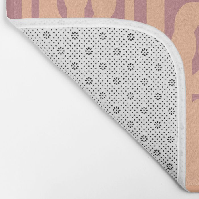 Mid Century Modern Loop Pattern Peach and Plum Mauve Bath Mat Gallery Image 2