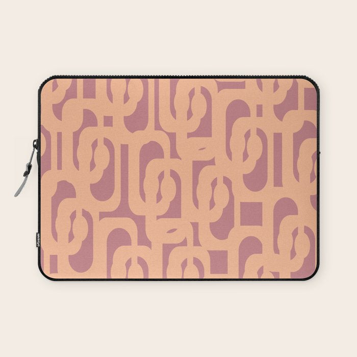 Mid Century Modern Loop Pattern Peach and Plum Mauve Laptop Sleeve Gallery Image 1