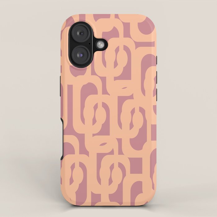 Mid Century Modern Loop Pattern Peach and Plum Mauve iPhone Case Gallery Image 1