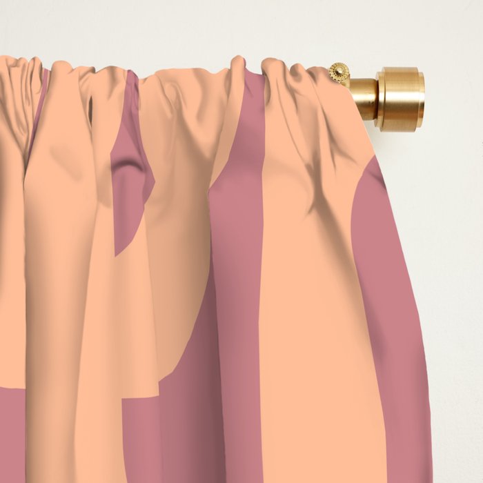 Mid Century Modern Loop Pattern Peach and Plum Mauve Window Curtain Gallery Image 2