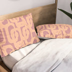 Mid Century Modern Loop Pattern Peach and Plum Mauve Pillow Sham Gallery Image 2