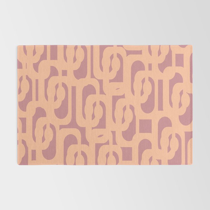 Mid Century Modern Loop Pattern Peach and Plum Mauve Rug Gallery Image 2