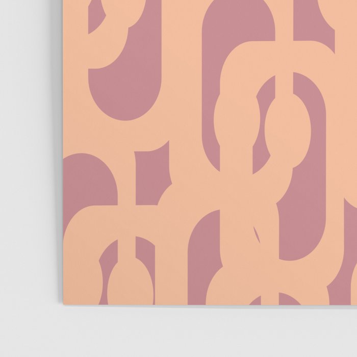 Mid Century Modern Loop Pattern Peach and Plum Mauve Poster Gallery Image 3