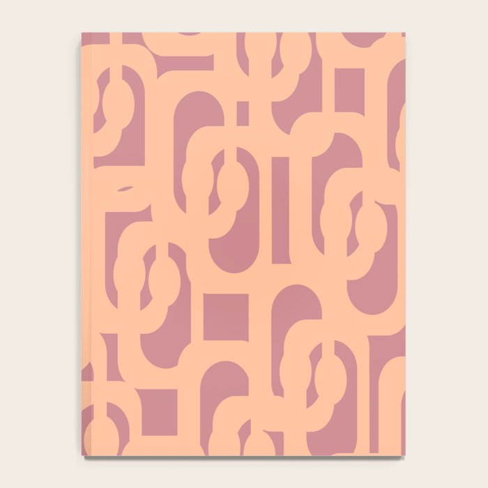 Mid Century Modern Loop Pattern Peach and Plum Mauve Notebook Gallery Image 4