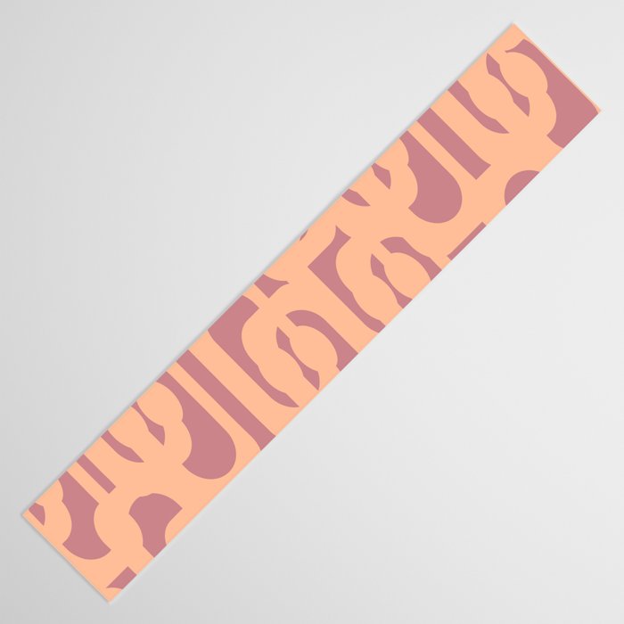 Mid Century Modern Loop Pattern Peach and Plum Mauve Table Runner Gallery Image 3