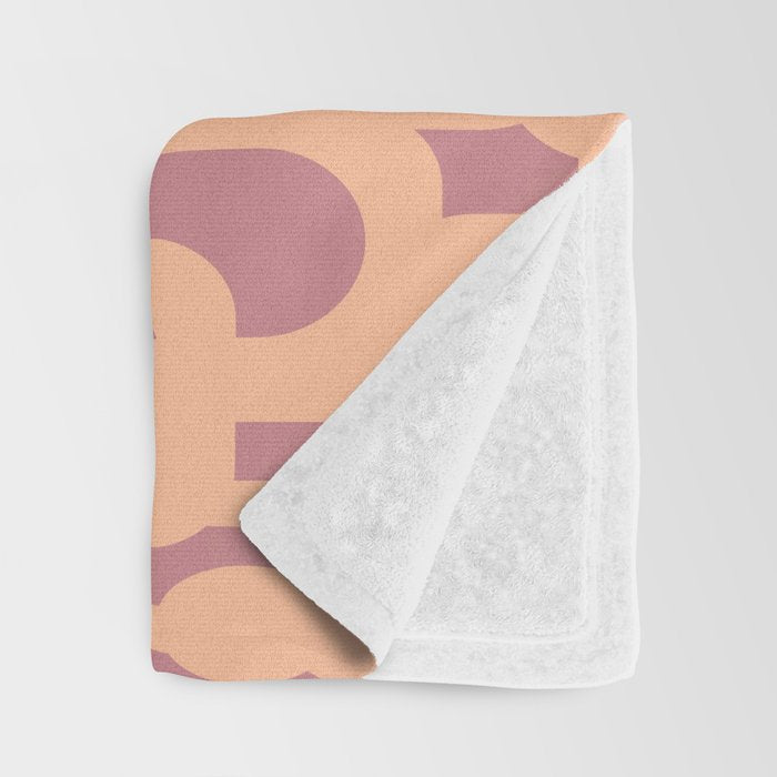 Mid Century Modern Loop Pattern Peach and Plum Mauve Throw Blanket Gallery Image 3