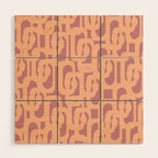 Mid Century Modern Loop Pattern Peach and Plum Mauve Wood Wall Art Gallery Image 1