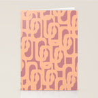 Mid Century Modern Loop Pattern Peach and Plum Mauve Stationery Card Gallery Image 2