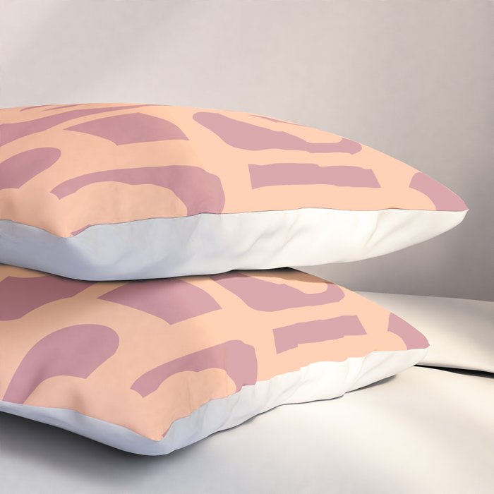 Mid Century Modern Loop Pattern Peach and Plum Mauve Pillow Sham Gallery Image 3