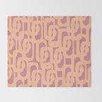 Mid Century Modern Loop Pattern Peach and Plum Mauve Throw Blanket Gallery Image 2