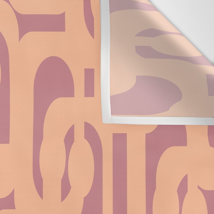 Mid Century Modern Loop Pattern Peach and Plum Mauve Wall Tapestry Gallery Image 3