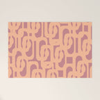 Mid Century Modern Loop Pattern Peach and Plum Mauve Welcome Mat Gallery Image 1