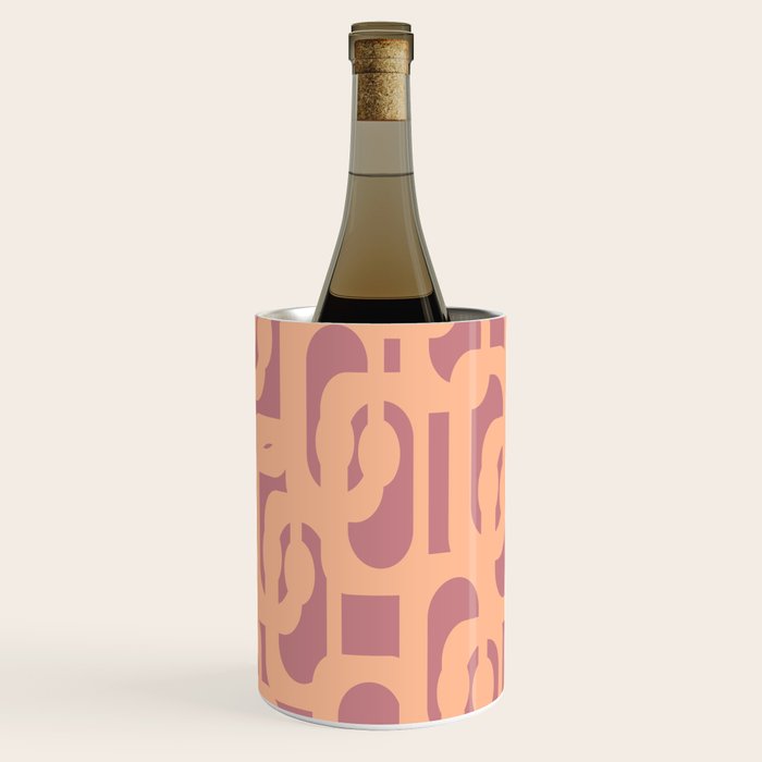 Mid Century Modern Loop Pattern Peach and Plum Mauve Wine Chiller Gallery Image 3