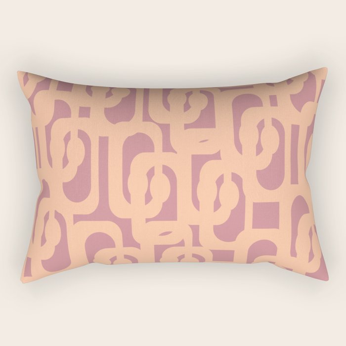 Mid Century Modern Loop Pattern Peach and Plum Mauve Rectangular Pillow Gallery Image 2