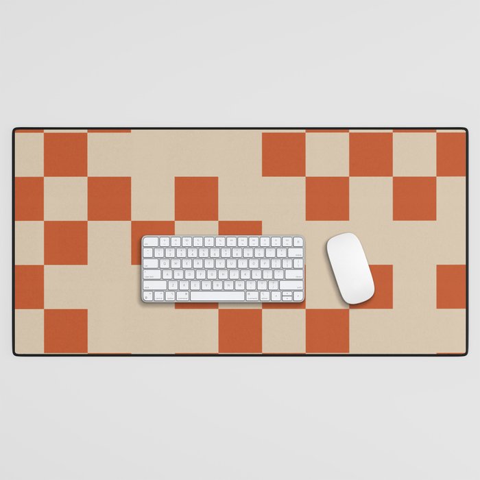 Checked in Burnt Orange Desk Mat Gallery Image 1