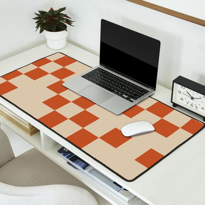 Checked in Burnt Orange Desk Mat Gallery Image 2