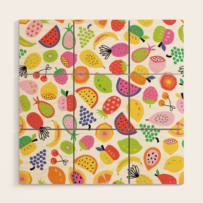 Fruit Salad Pattern Wood Wall Art Gallery Image 1
