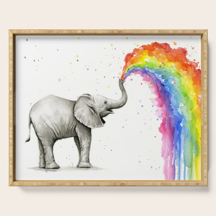 Rainbow Baby Elephant Serving Tray Gallery Image 1