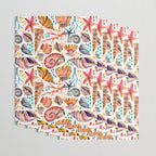 Painted Seashells - Coral & Blue Wrapping Paper Gallery Image 3