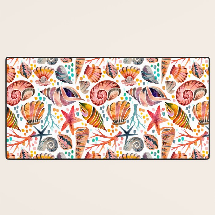 Painted Seashells - Coral & Blue Desk Mat Gallery Image 3