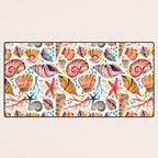 Painted Seashells - Coral & Blue Desk Mat Gallery Image 3