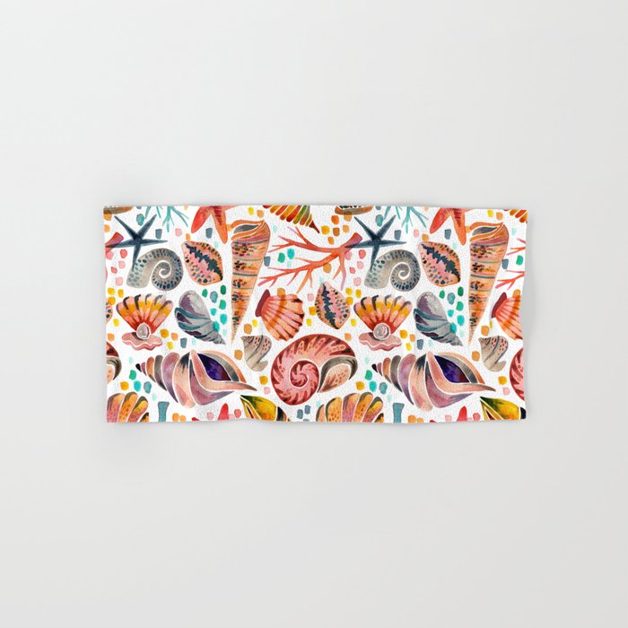 Painted Seashells - Coral & Blue Bath Towel Gallery Image 1